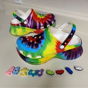 Crocs Platform Bae Tie-Dye Graphic Limited Collab Clog  US 10